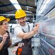 factory workers checking quality metal products production plant 80x80